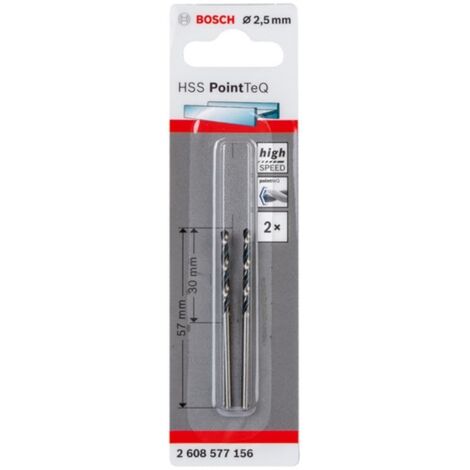 Bosch HSS PointTeQ Metallbohrer DIN338, Ausführung: 2,5mm, 2er VE, 2608577156