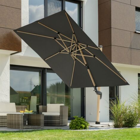 Schneider Sonnenschirm Rhodos Twist Woody anthrazit 300 x 300 cm Ampelschirm (1/5)
