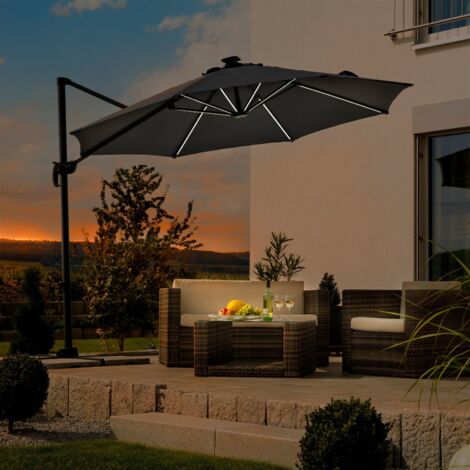Schneider Ampelschirm Rhodos Blacklight anthrazit Ø 300 cm Ampelschirm