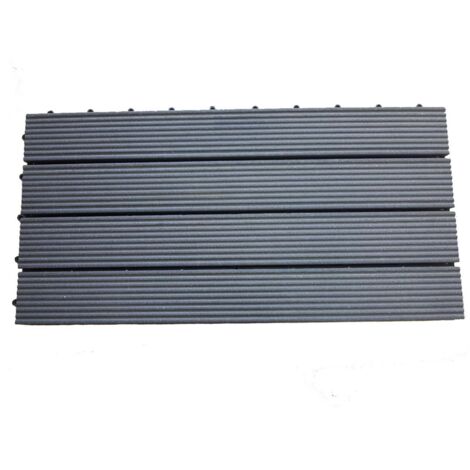 TrendLine WPC-Klickfliese 60 x 30 x 2,1 cm schwarz 5 Stück WPC-Klickfliese