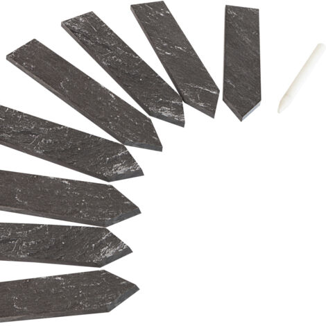Windhager Pflanzenschilder Stecketiketten Schiefer + Kreide 12 cm - 8 Stück Stab-Etikett