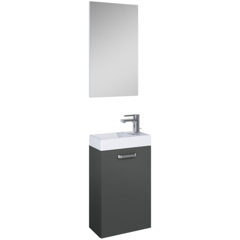 Gäste WC Gästewaschplatz Mainz anthrazit matt 40 cm Badezimmer-Waschtisch