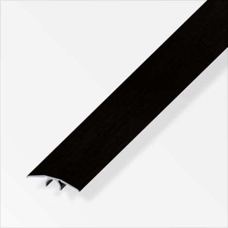 alfer Übergangs-Profil 1 m, 33 mm Alu eloxiert gebürstet schwarz, schwarz Profil (1/2)