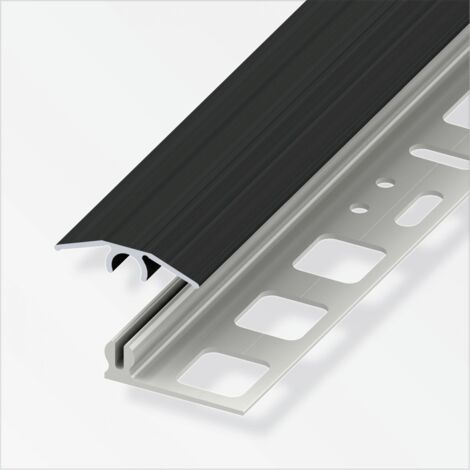 alfer Übergangs-Profil 1 m, 25 x 7 mm Alu eloxiert gebürstet schwarz Übergangsprofil (1/2)