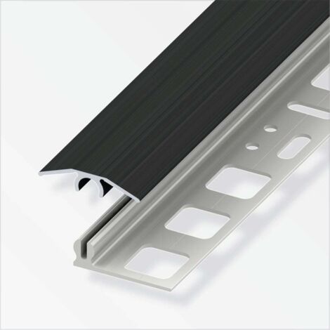 alfer Übergangs-Profil 2 m, 25 x 7 mm Aluminium eloxiert gebürstet schwarz Übergangsprofil (1/2)