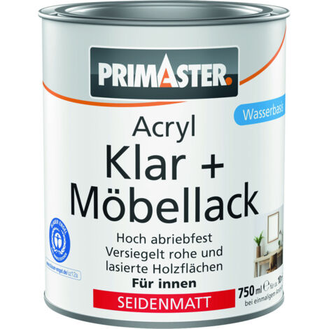 Primaster Acryl Klar + Möbellack 750 ml farblos seidenmatt Lack