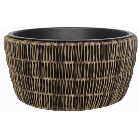 TrendLine Polyrattan Schale Ø 44 x 21 cm mit Einsatz Gartenfiguren & Verzierungen