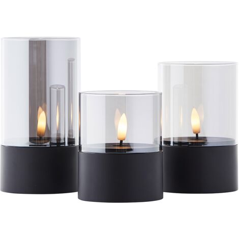 Brilliant LED Kerze batteriebetrieben mit Timer Ø 8 schwarz 3er Set Flammenlose/LED-Kerze (1/5)