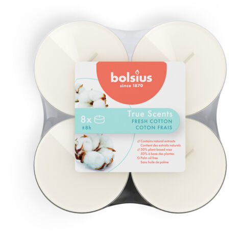 Bolsius Maxi-Lichte 8 Stunden 8er Pack True Scents Fresh Cotton