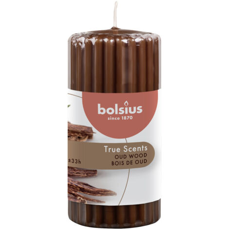 Bolsius Duft-Stumpenkerze geriffelt True Scents Oud Wood