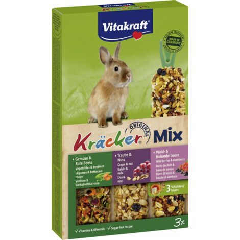 Vitakraft Kräcker®Trio Gemüse Nuss Waldbeer 3 Stück / 168 g Futtertrog & Kleintierfutter