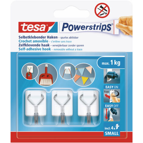 tesa Haken Powerstrips Drahthaken 3er-Set weiß Selbstklebend (1/5)