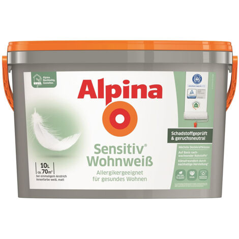 Alpina Sensitiv Wohnweiß Innenfarbe 10,0 Ltr. Allergikergeeignet