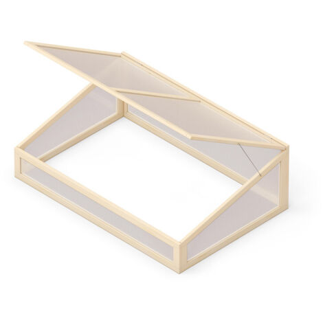 Upyard Frühbeet Gewächshaus für Hochbeete mit verschließbarem Deckel, 120x80x40, Naturholz