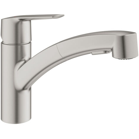 GROHE Start 3 Quickfix Küchenarmatur mit Brause in mattiertem Stahl GROHE