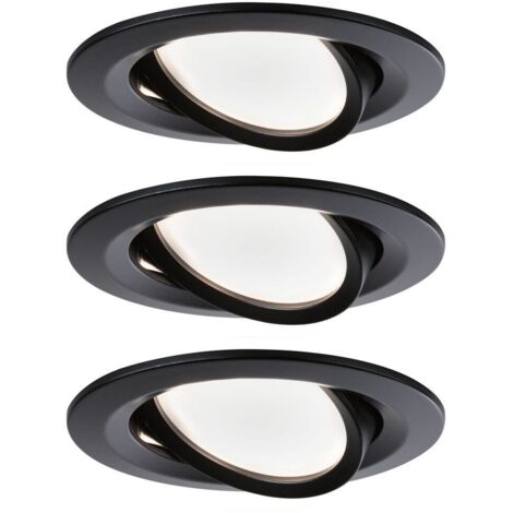 Paulmann LED Einbauleuchte Nova 3er-Set schwarz matt schwenkbar Ø 8,4 cm 3-Step-Dim Deckenlampen