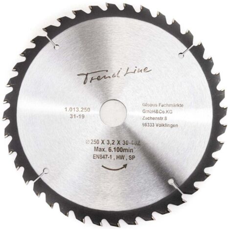 TrendLine HM-Kreissägeblatt 250 mm, Bohrung 30 mm, 40 Zähne (1/2)