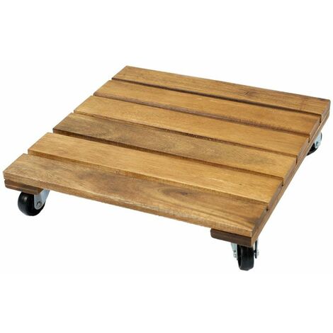 TrendLine Pflanzenroller Akazie braun 30x30 cm Blumenroller Rollbrett rund