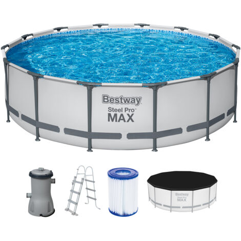 Steel Pro MAX™ Frame Pool Komplett-Set mit Filterpumpe Ø 427 x 107 cm, lichtgrau, rund