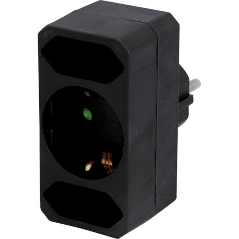 Schutzkontakt-Euroadapter 1xSchutzkontakt 2xEuro schwarz Stecker & Kupplungen