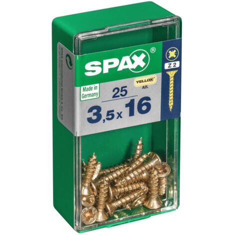Schachtel mit 25 Einheiten Spax-Holzschraube mit flachem Yellox-Kopf 3,5 x 16 mm Spax (1/4)