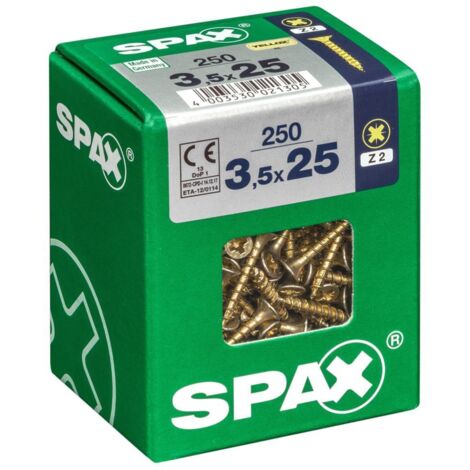 250 Stück SPAX Pozidriv Senkkopf-Stahlschrauben, Durchmesser 3,5 mm x Länge 25 mm SPAX (1/5)
