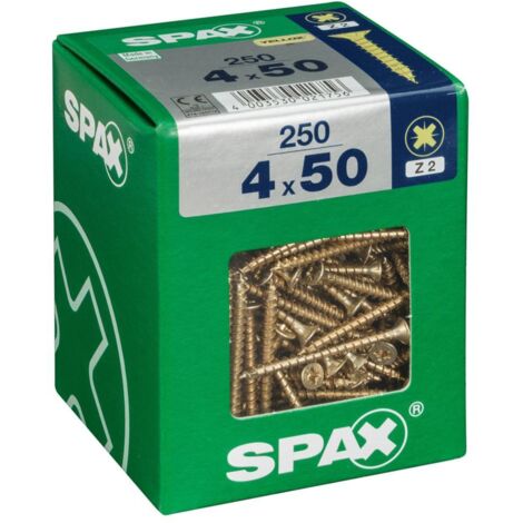 250 Stück SPAX Pozidriv Senkkopf-Stahlschrauben, Durchmesser 4 mm x Länge 50 mm SPAX (1/4)