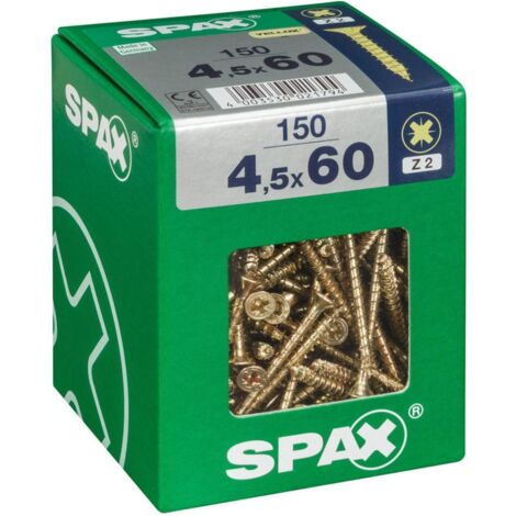 150 Stück SPAX Pozidriv Senkkopf-Stahlschrauben, Durchmesser 4,5 mm x Länge 60 mm SPAX (1/5)