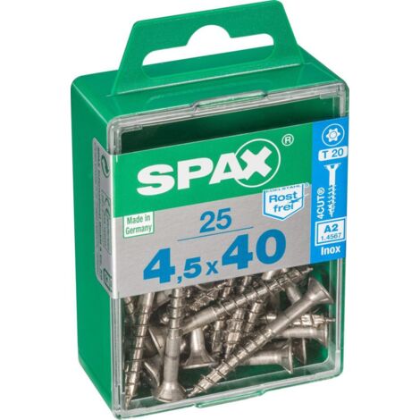 25 Stück SPAX Senkkopf-Torxschrauben aus Edelstahl, Durchmesser 4,5 mm x Länge 40 mm SPAX