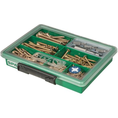 Spax Sortimentskasten Senkkopf Stahl PZ inkl. Bits - 199 Stk. Schrauben & Dübel (1/4)