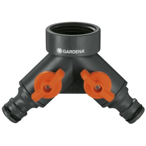 GARDENA 00940-20 Kunststoff 2-Wege-Verteiler Steckkupplung, 30,3 mm (1") IG mit Regulierventil