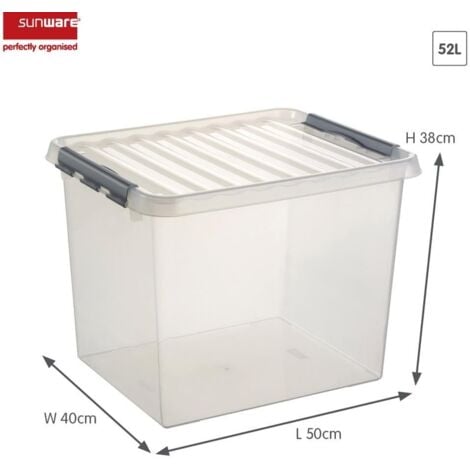 Sunware Kunststoff-Box Q-Line 52 l mit Deckel transparent Aufbewahrungsbox Kiste