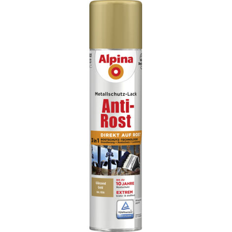 Alpina Sprühmetallschutz-Lack Anti Rost 400 ml gold glänzend Sprühlack Lack