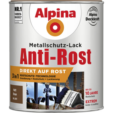 Alpina Metallschutz-Lack Anti-Rost 750 ml braun matt Metallack Schutzlack