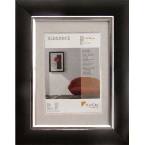 Kunststoff Bilderrahmen Elegance schwarz-metallic-silber, 50 x 70 cm Kunststoffrahmen