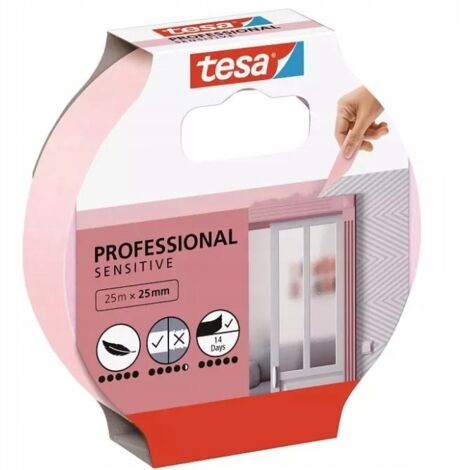 Tesa professionelles empfindliches Malerabdeckband Rolle 25mx25mm rosa