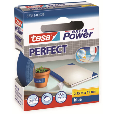 tesa extra Power Gewebeband Perfect 2,75 m x 19 mm, blau Montageband (1/5)