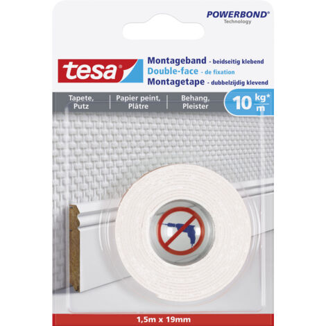 tesa Montageband 1,5 m x 19 mm, weiß Montagekleber