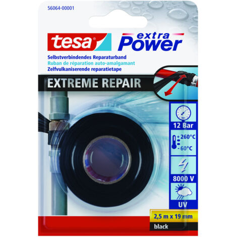 tesa Extreme Montageband Reparaturband x 2,5 Repair 19 m mm, schwarz