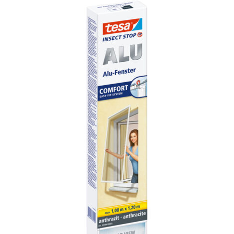 tesa Insektenschutz-Fenster COMFORT 100 x 120 cm anthrazit Insektenschutgitter