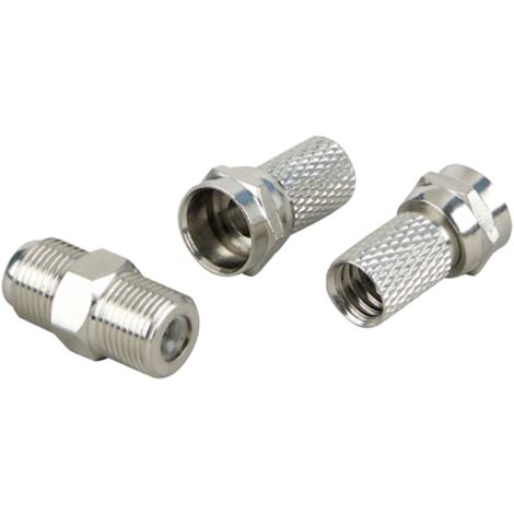 Schwaiger Koaxial Kabelverbinder Set KVBS70 531 1x F Verbinder + 2x F Stecker für Kabel mit 7mm Durc F-Stecker (1/2)