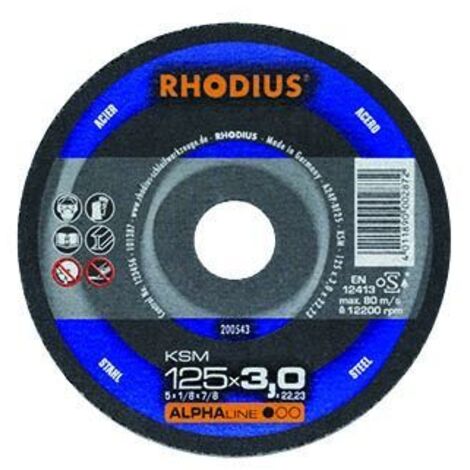 Rhodius Freihandtrennscheibe KSMK Stahl Ø 125 mm Bohrung 22,23 mm 10 Stück für Winkelschleifer