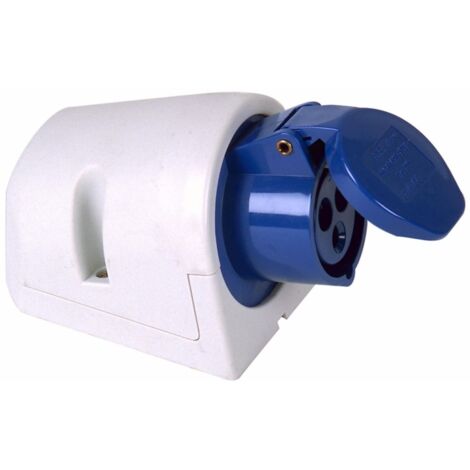 PCE Caravan-CEE-Wandsteckdose 3-polig 16A blau IP 44 Adapterstecker