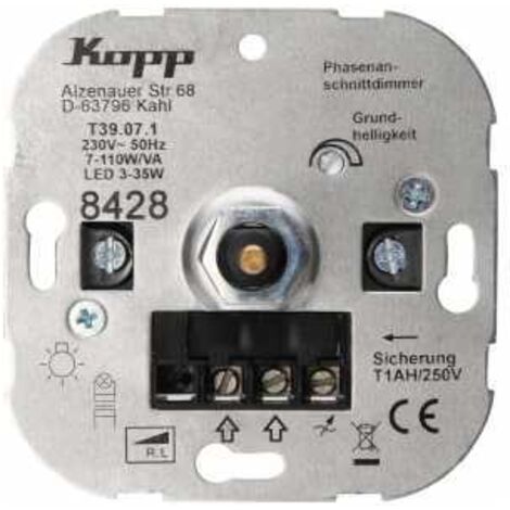 Kopp LED Druck-Wechsel-Dimmer 3 - 35 Watt, Phasenanschnitt, 842800187 Kopp