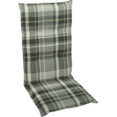GO-DE Sesselauflage 120 x 50 x 6 cm grau kariert Auflage Polster Kissen Sessel