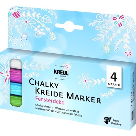 Peinture à La Craie KREUL Chalky - Set 4 Couleurs (150 Ml) - Blanc, Rose, Bleu, Beige - Mate, Opaque, Séchage Rapide - Pour Meubles, Bois, Verre