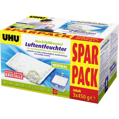 UHU Luftentfeuchter Nachfüllbeutel Sparpack, 3 x 450 g Luftentfeuchter