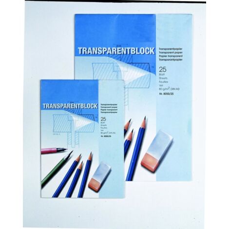 Folia Transparentpapier Block - DIN A3, 80g/qm, 25 Blatt Weiß