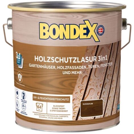 Bondex Holzschutzlasur 3in1 4 L nussbaum Holzschutzlasur (1/3)