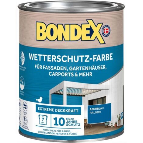 Bondex Wetterschutzfarbe 0,75 L azurblau Holzschutzlasur (1/4)